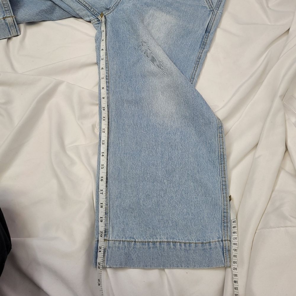 NEW Cider cropped light wash‎ wide leg overalls jeans M - Picture 9 of 10